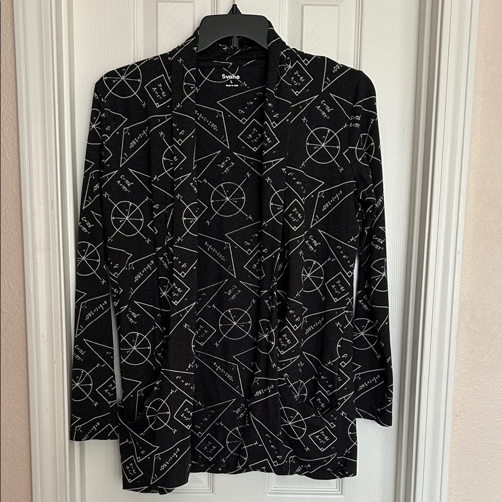 Svaha Black Geometric Equation cardigan size large